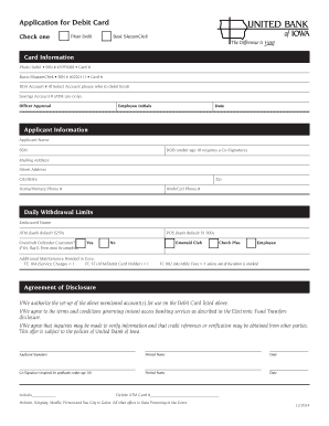 Debit Card Application Form