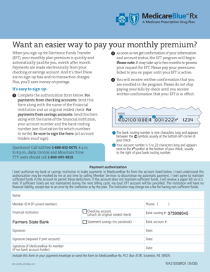 MedicareBlue Rx Electronic Funds Transfer Authorization