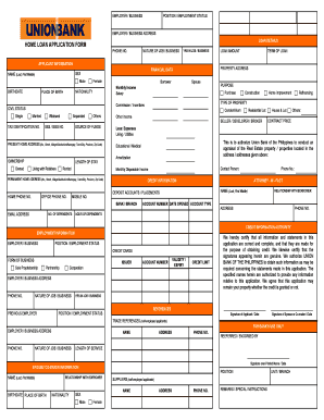 Union Bank of the Philippines Home Loan Application Form