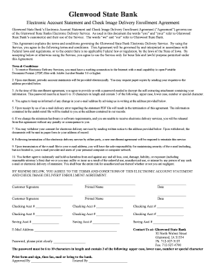 Glenwood State Bank Electronic Account Statement Agreement