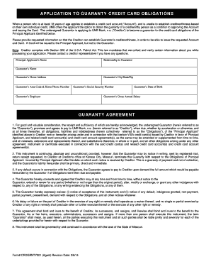 Credit Card Guaranty Application