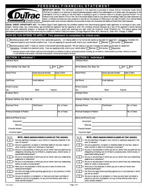 Personal Financial Statement for Business-Purpose Credit