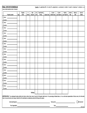 Real Estate Property Schedule