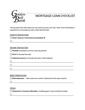 Mortgage Loan Checklist