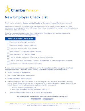 New Employer Check List - chamberpensionky
