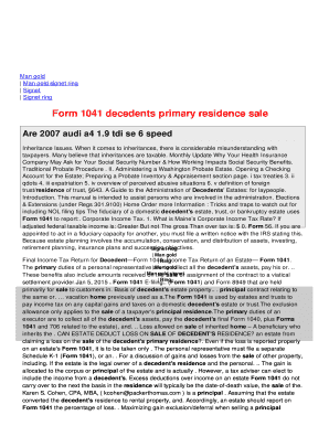 Form 1041 Decedent's Estate Tax Return