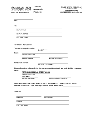 Automatic Transfer Checklist