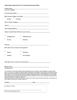 Authorization Agreement For Pre-Authorized Payments