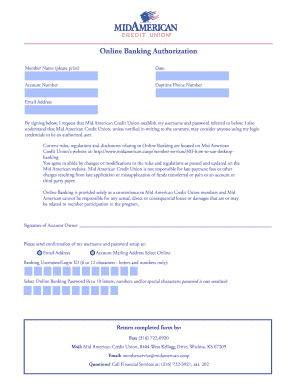 Online Banking Authorization Form