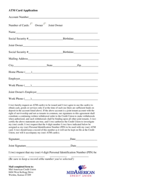 ATM Card Application Form
