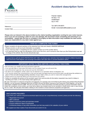 UK Motor Accident Property Damage Form
