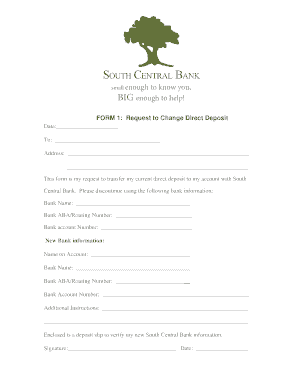 South Central Bank Account Switch Kit