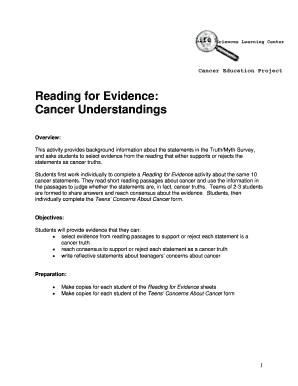 Cancer Education Reading for Evidence Activity