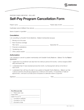 Swedish Family Medicine Cancellation Form