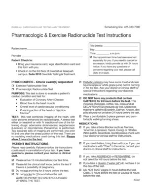 Pharmacologic & Exercise Radionuclide Test Instructions