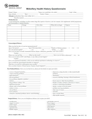 Midwifery Health History Questionnaire