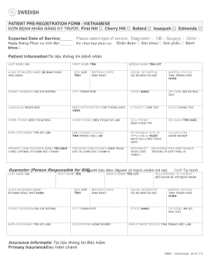 Vietnamese Patient Pre-Registration Form