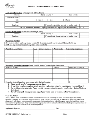 Augusta Health Financial Assistance Application
