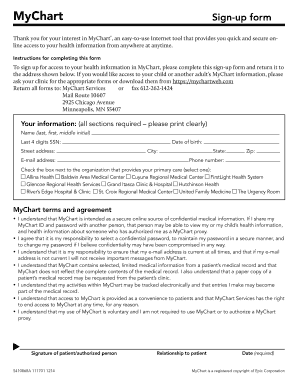 MyChart Sign-up Form