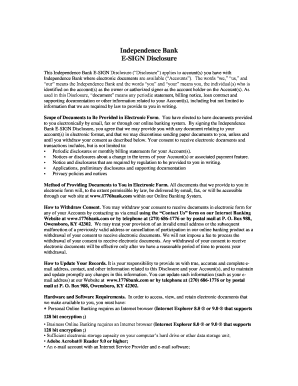 Independence Bank E-SIGN Disclosure