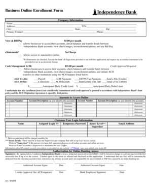 Business Online Enrollment Form