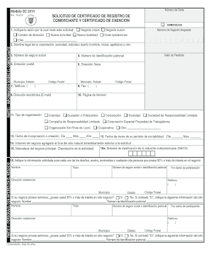 Solicitud de Certificado de Registro de Comerciante y Certificado de Exención