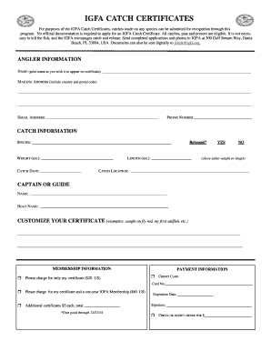 IGFA Catch Certificate Application