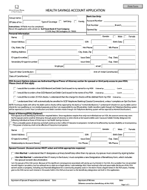 Health Savings Account Application