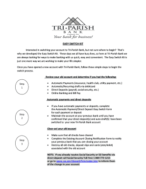 Tri-Parish Bank Easy Switch Kit
