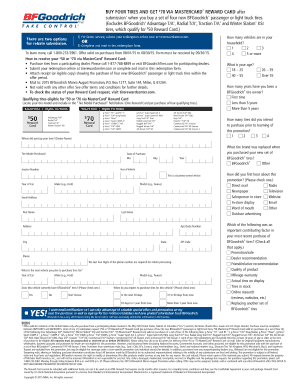 BFGoodrich Tire Reward Card Promotion Form