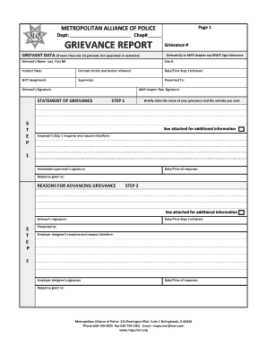 Metropolitan Alliance of Police Grievance Report