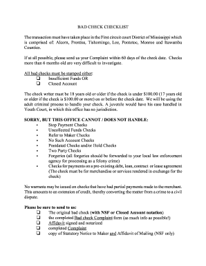 Mississippi Bad Check Complaint Form