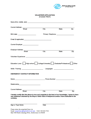 Volunteer Application Form