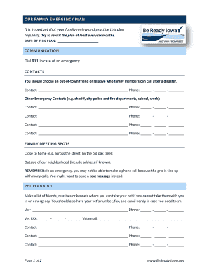 Family Emergency Plan Template