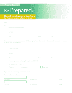 Direct Deposit Authorization Form