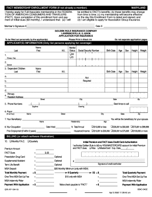 FACT Membership Enrollment and Insurance Application
