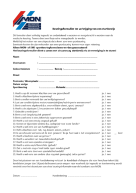 Keuringsformulier ter verkrijging van een startbewijs