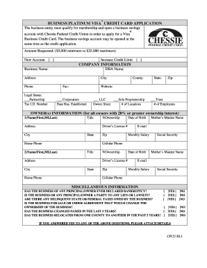 Business Platinum Visa Credit Card Application