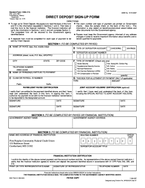 US Federal Direct Deposit Sign-Up Form