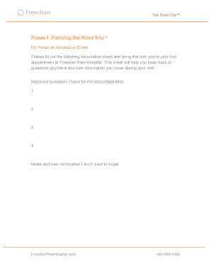 The Road Trip™ Patient Information Sheet
