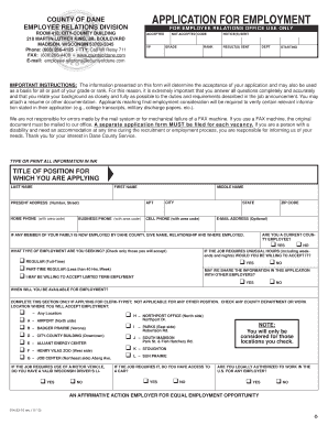Dane County Employment Application Form