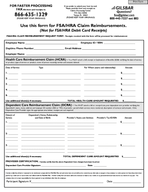 FSA/HRA Claim Reimbursement Form
