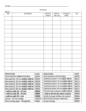Medical Billing Service Log