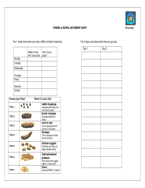 Voiding and Bowel Movement Diary for Kids