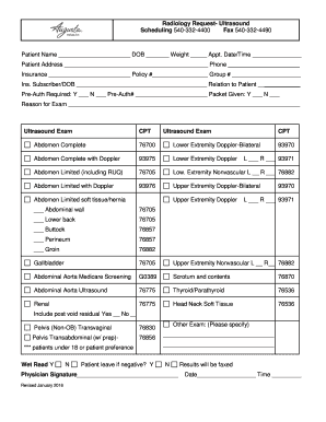 Radiology Request - Ultrasound Form