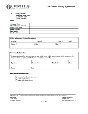 Loan Officer Billing Agreement