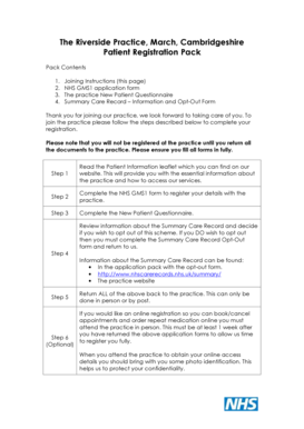 UK NHS Patient Registration Pack