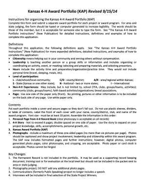 Kansas 4-H Award Portfolio Form