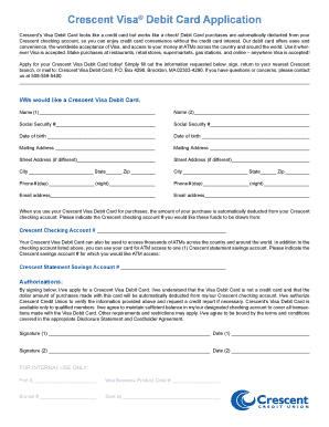 Crescent Visa Debit Card Application