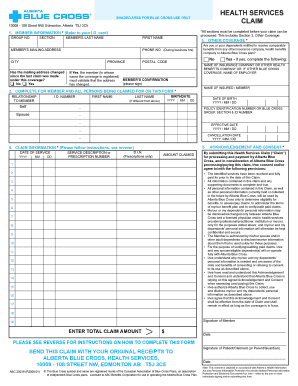 Alberta Blue Cross Extended Health Benefit Claim Form